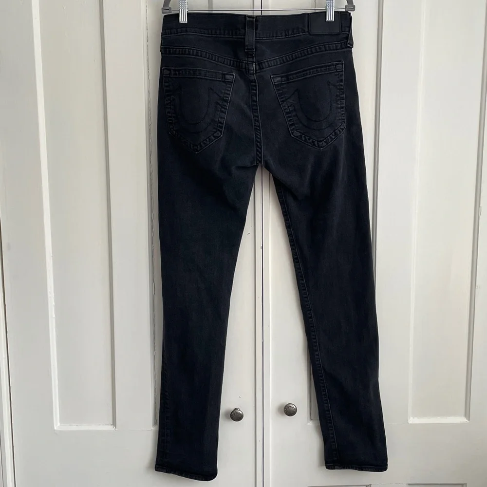 True Religion Jeans Men's Black 34 36 Button Fly Rocco Slim EUC